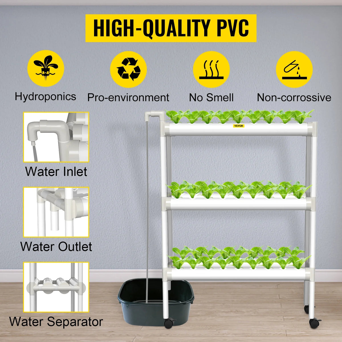 3 Layer 54 Plant Sites Hydroponic Grow Kit with Water Pump and Timer W300454