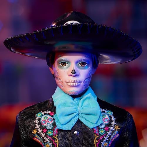 2024 Día De Muertos Ken Doll in Black Suit with Sky Blue Accents T12625