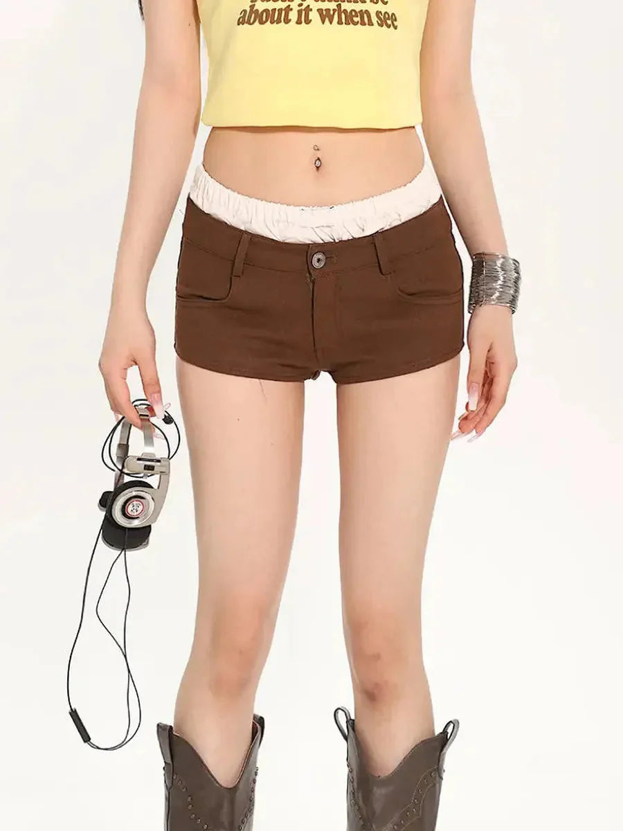 2 Pcs Low Waist Shorts M7676