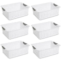 Medium White Plastic Storage Organizer Basket, 6 Pack N986