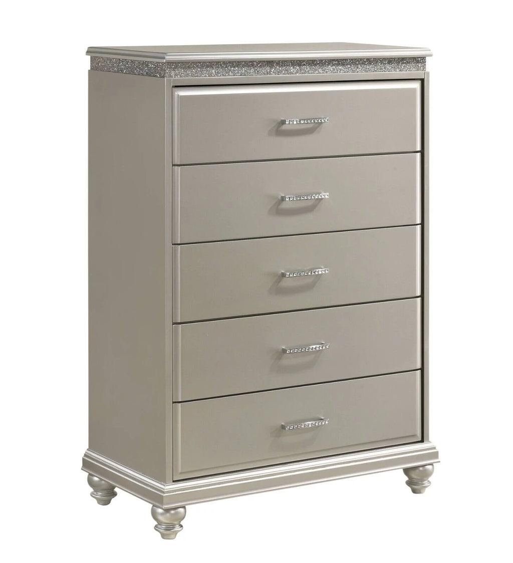 King Panel Bed Dresser Mirror Nightstand Chest Wooden Bedroom Furniture Set Z977