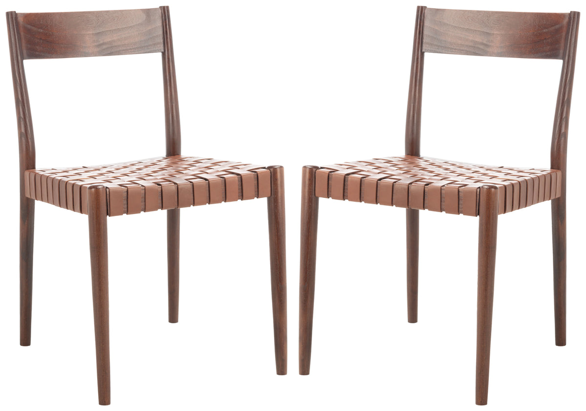 Cognac Brown Leather Dining Chair Set of 2 Z85545