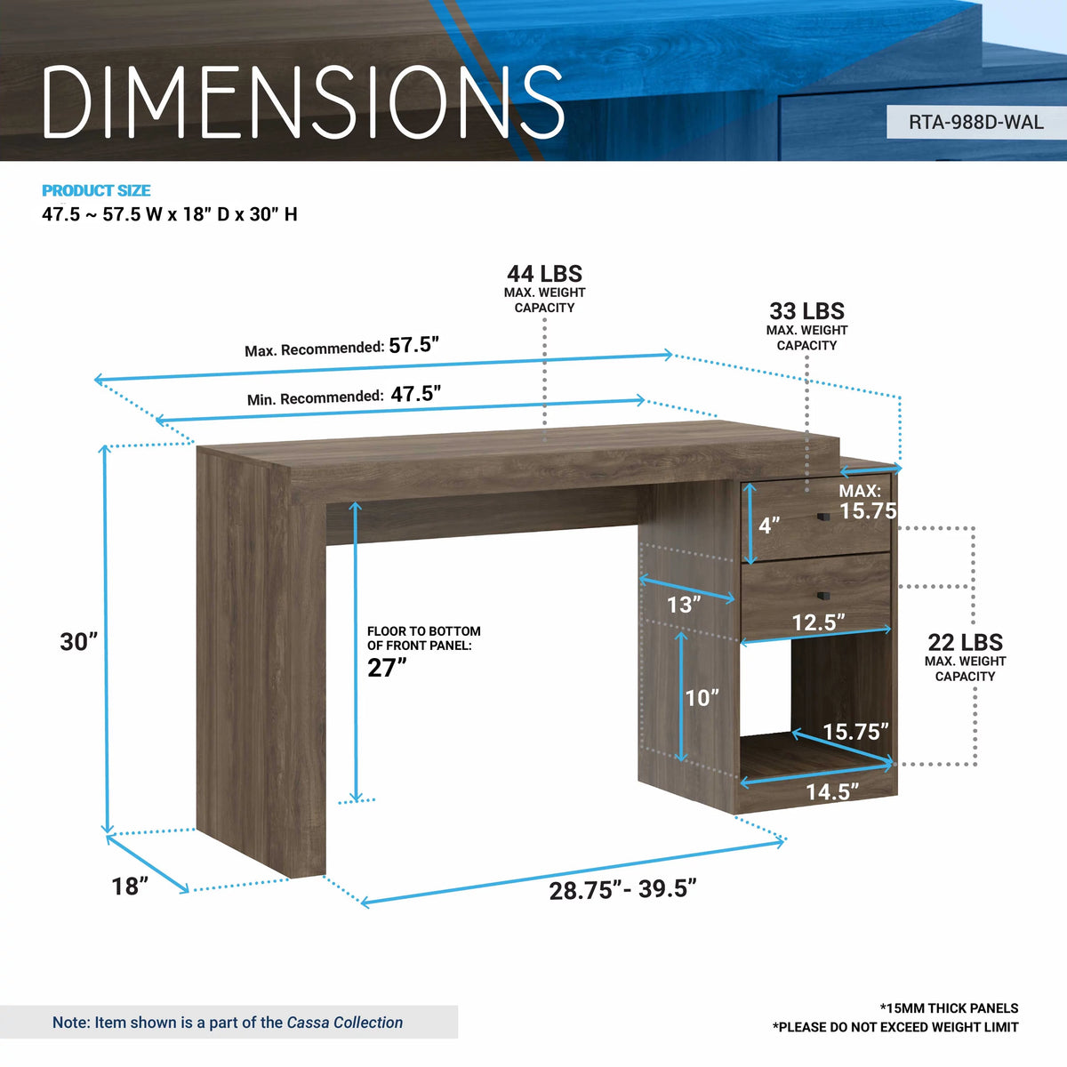 Expandable Walnut Home Office Desk R704