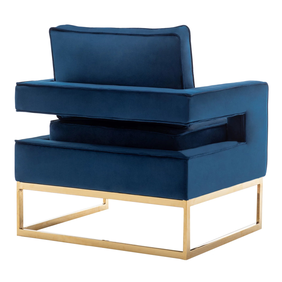 Navy Blue Velvet Accent Armchair with Gold Base K48814