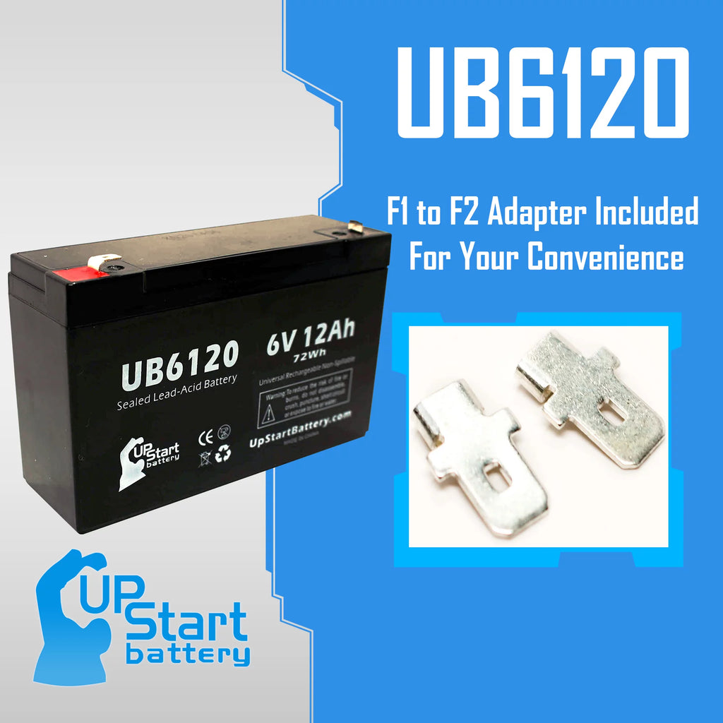 6V 12Ah Sealed Lead Acid Battery with F1 to F2 Terminal Adapters Z4798