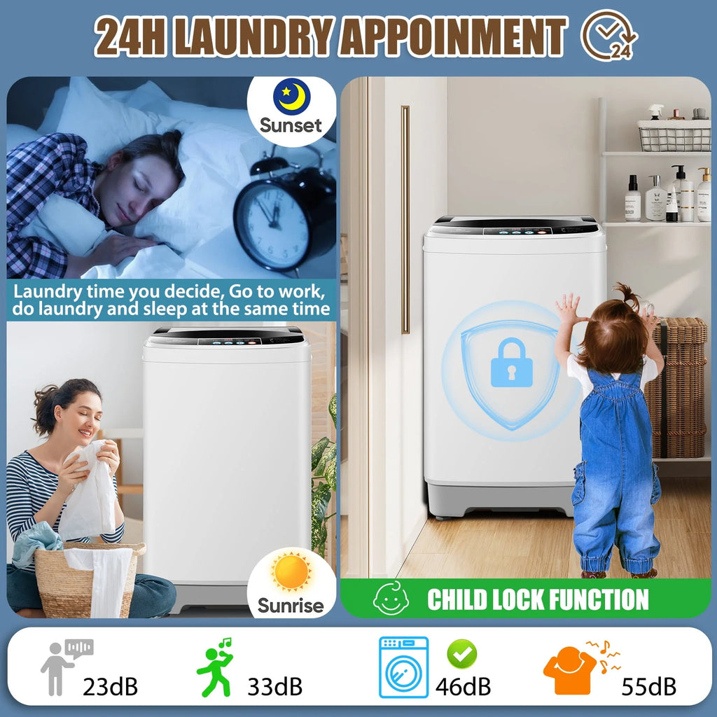 2.4 Cu.ft Portable Washing Machine with Glass Top-Load & Drain Pump L74567