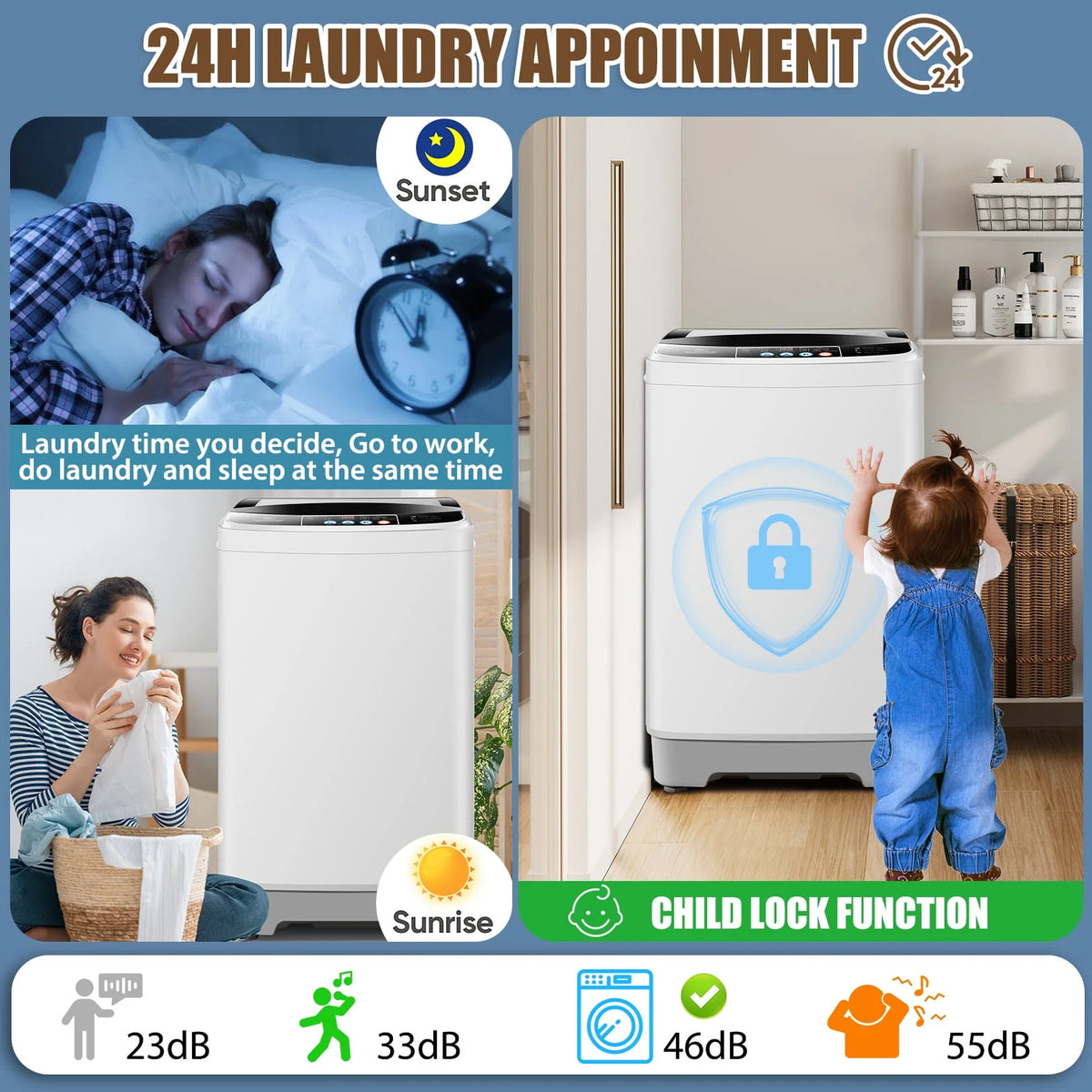 2.4 Cu.ft Portable Washing Machine with Glass Top-Load & Drain Pump L74567