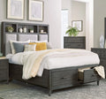 Cal-King Platform Bed with Storage USB Port Bookshelves LED Headboard K903989
