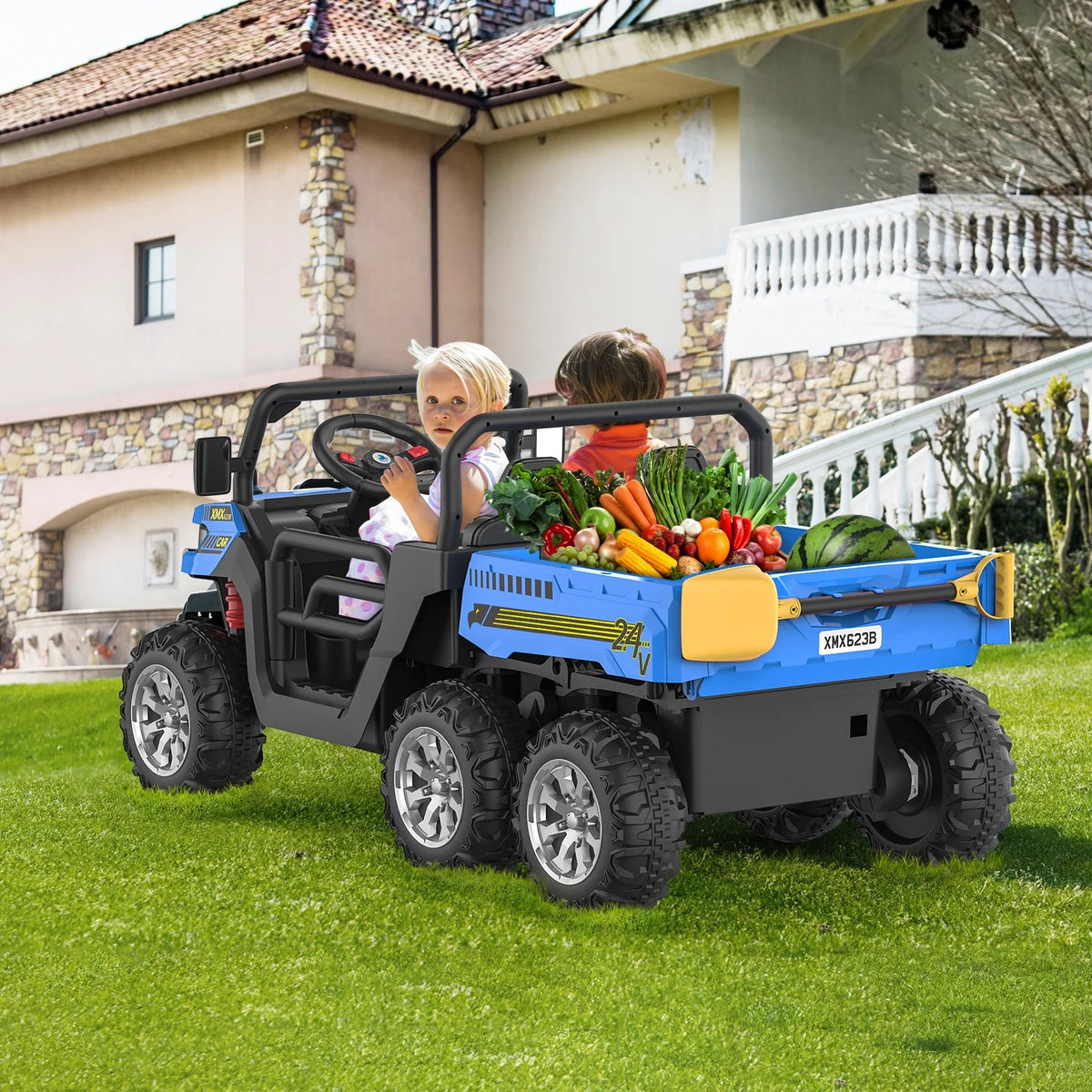 24V 6 Wheels Kids Electric Ride on Dump Truck with Trailer F383728