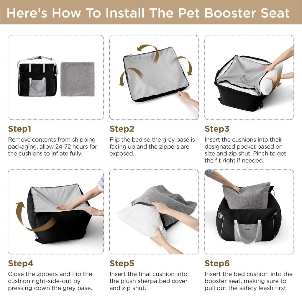 Small Dog Car Seat with Storage Pockets and Safety Leash D75462