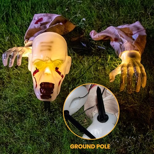 Lighted Skeleton Zombie Stakes Halloween Decor L998188