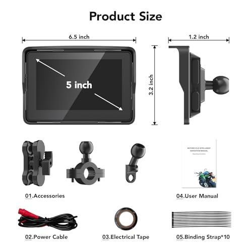 5" IP67 Waterproof Motorcycle CarPlay Screen W784734