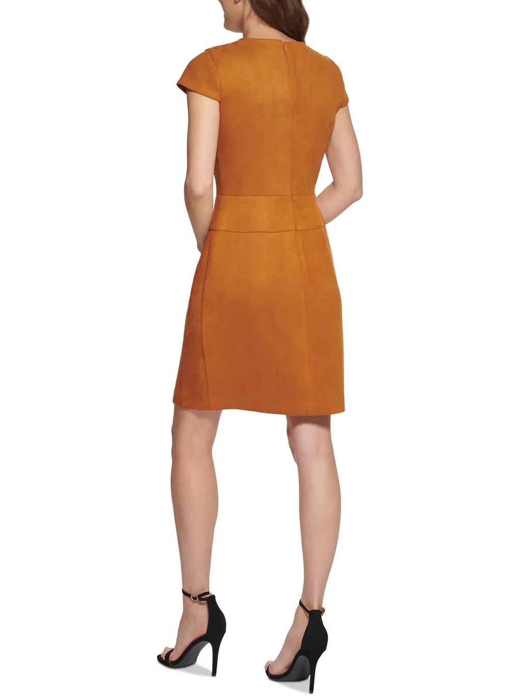 Faux Suede Panel Sheath Dress S869