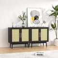 Black Rattan Storage Cabinet Set of 2 H312