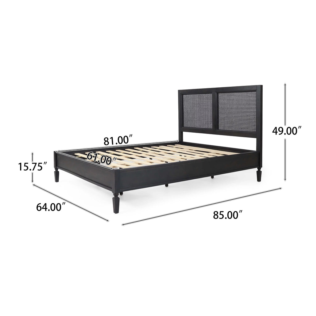 Acacia Wood and Rattan Queen Bed S421015