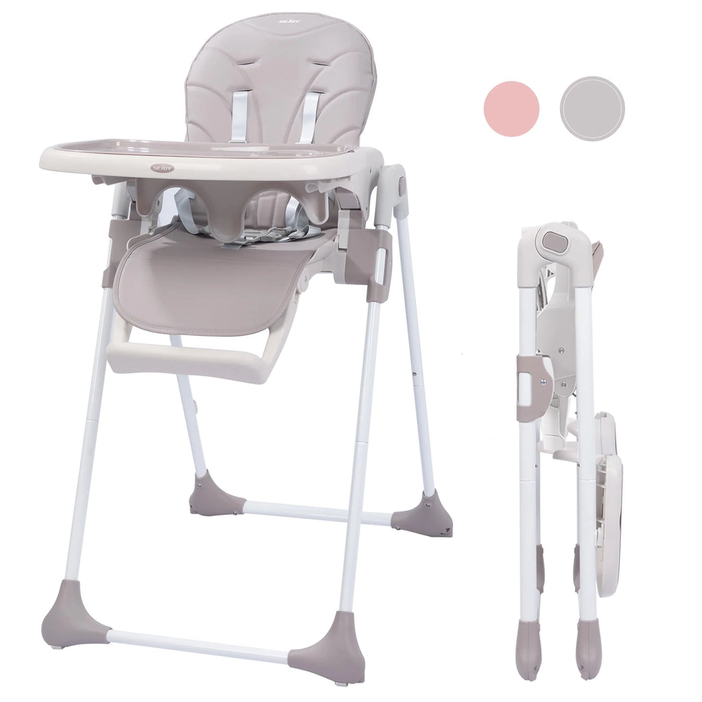 Portable Folding Highchair with Adjustable Height, Removable Tray, Gray E55942