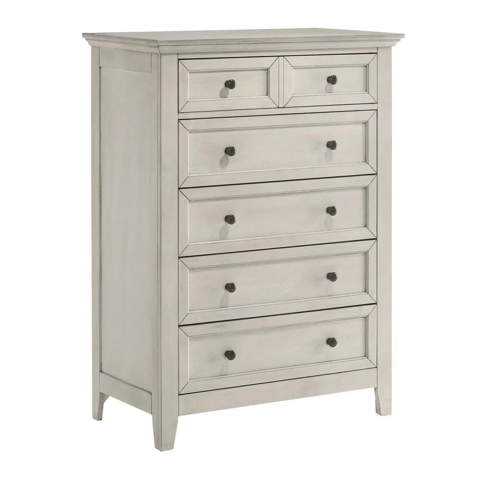 White 5-Drawer Transitional Wood Chest M54998