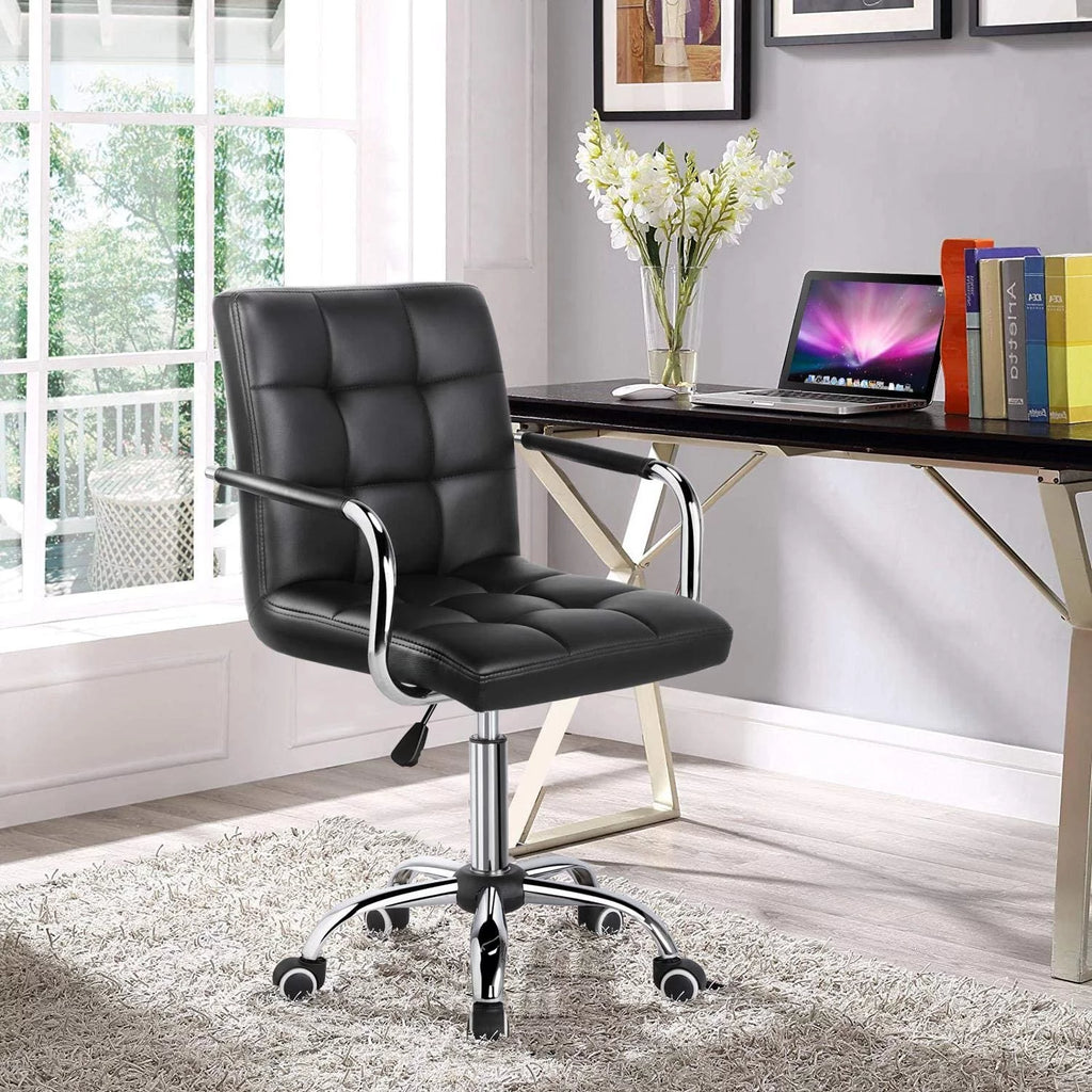 Black Faux Leather Desk Chair with Arms X922365