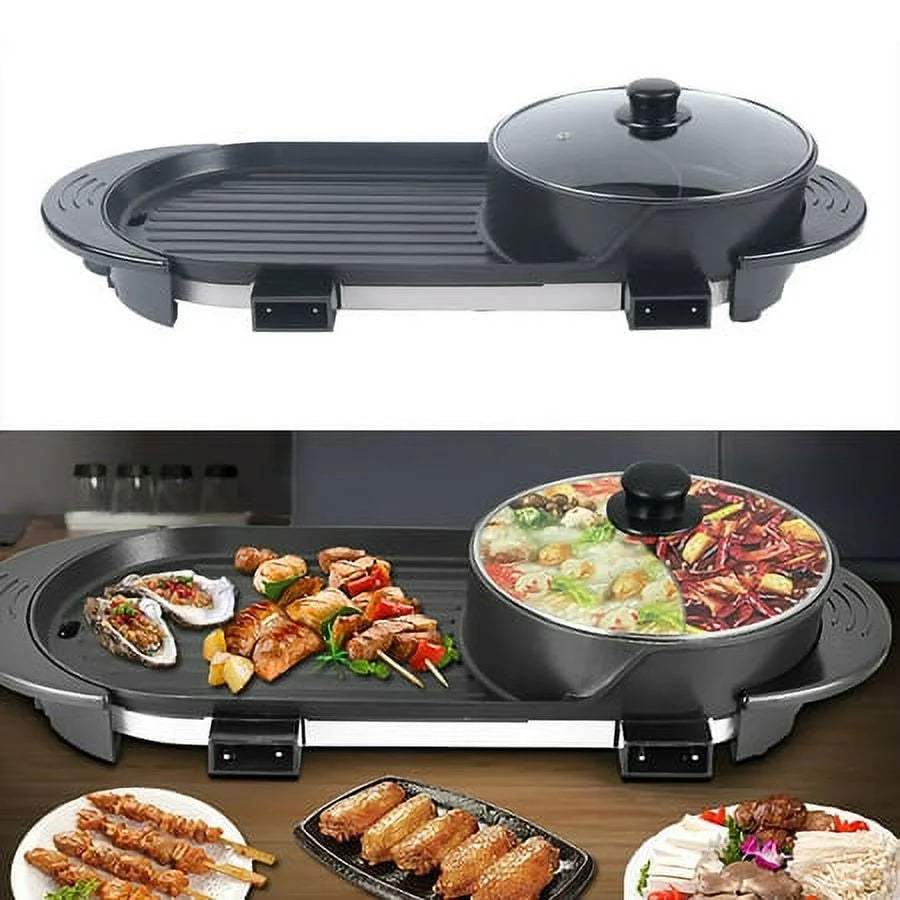 2 In 1 Portable Electric Non-stick Hot Pot Barbecue Grill F310333