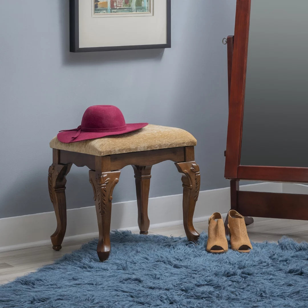 Upholstered Vanity Bench Beige Chenille S599776