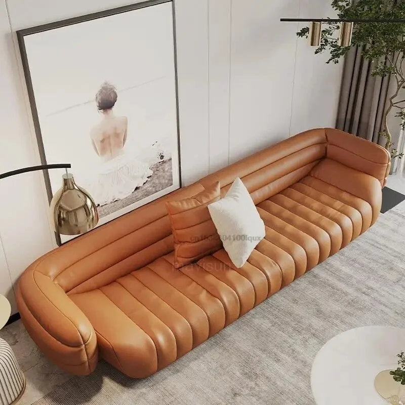 Yellow Light Grey Leather Sofa C4434