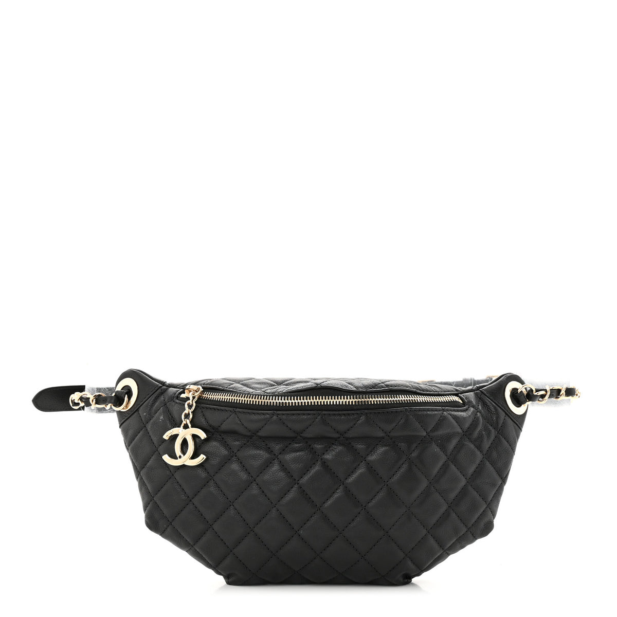 Quilted Calfskin Waist Bag Fanny Pack Black C76413