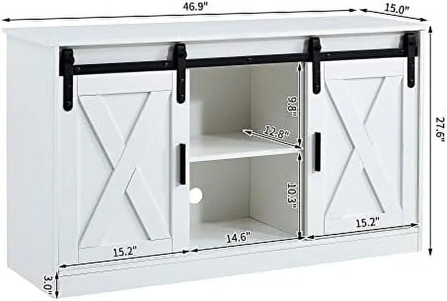 Wood TV Stand with Sliding Barn Door O857275