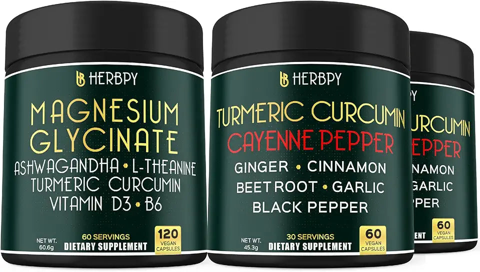 6in1 Magnesium Glycinate & 2-Pack 7in1 Curcumin Supplement E657