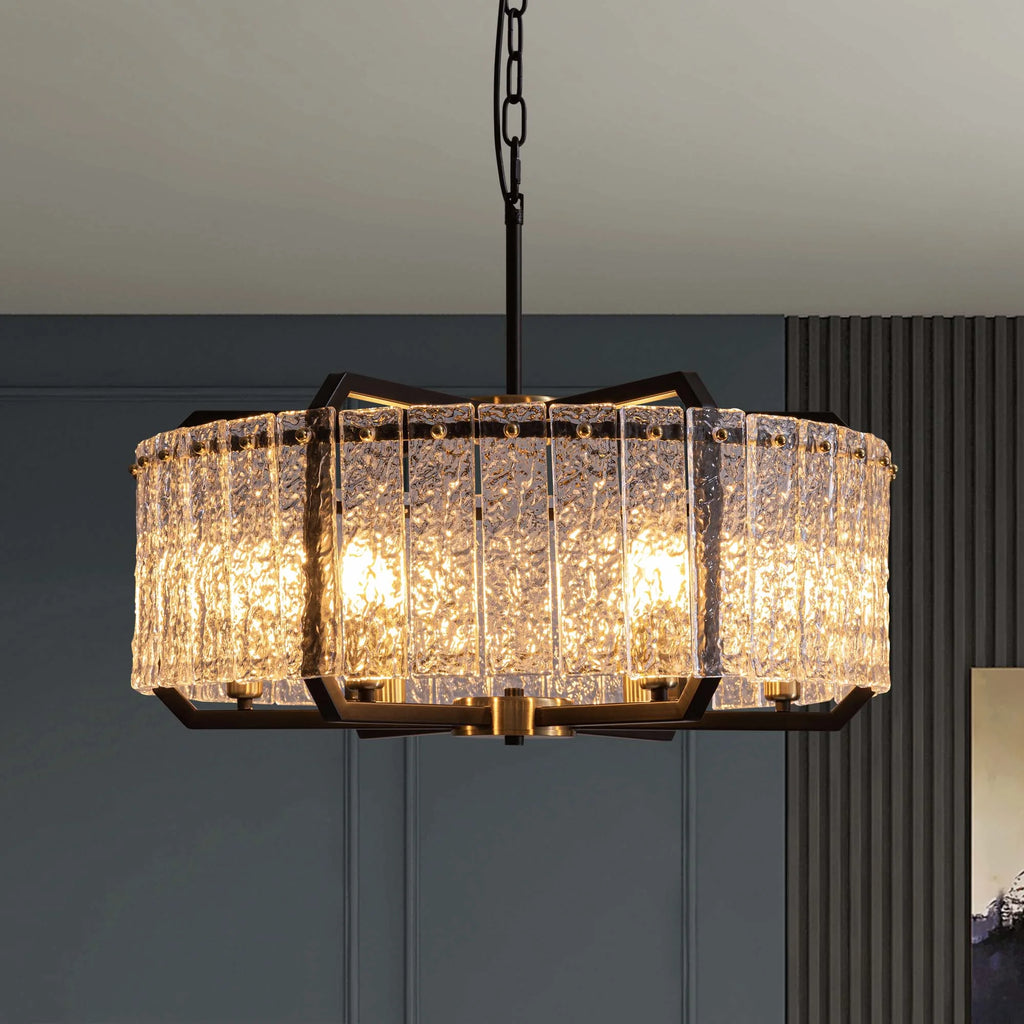 Black 6-Light Water Ripple Glass Chandelier W914
