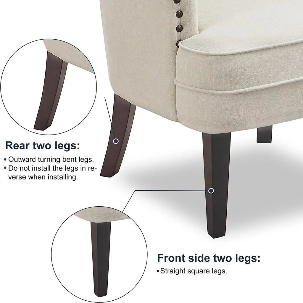 Beige Button Tufted Accent Chair with Ottoman I51890