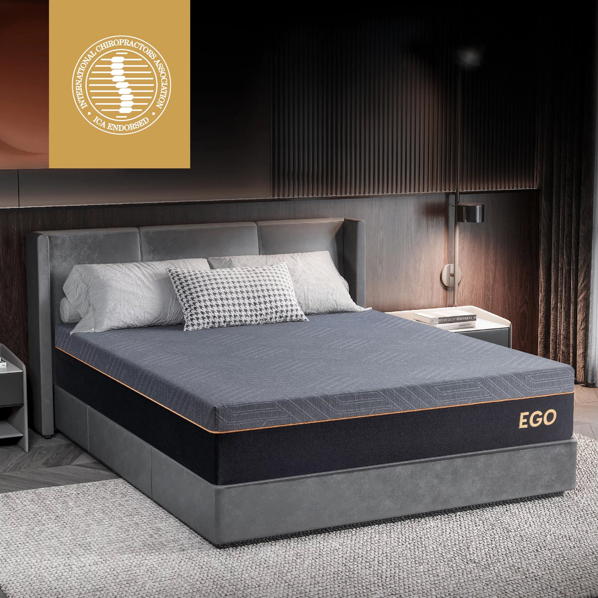 Black 12 inch Queen Gel Memory Foam Mattress P4511