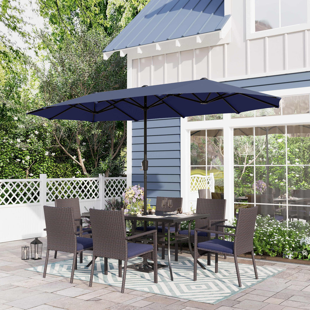 8-Piece Outdoor Patio Set with 13 ft Navy Umbrella Z1111