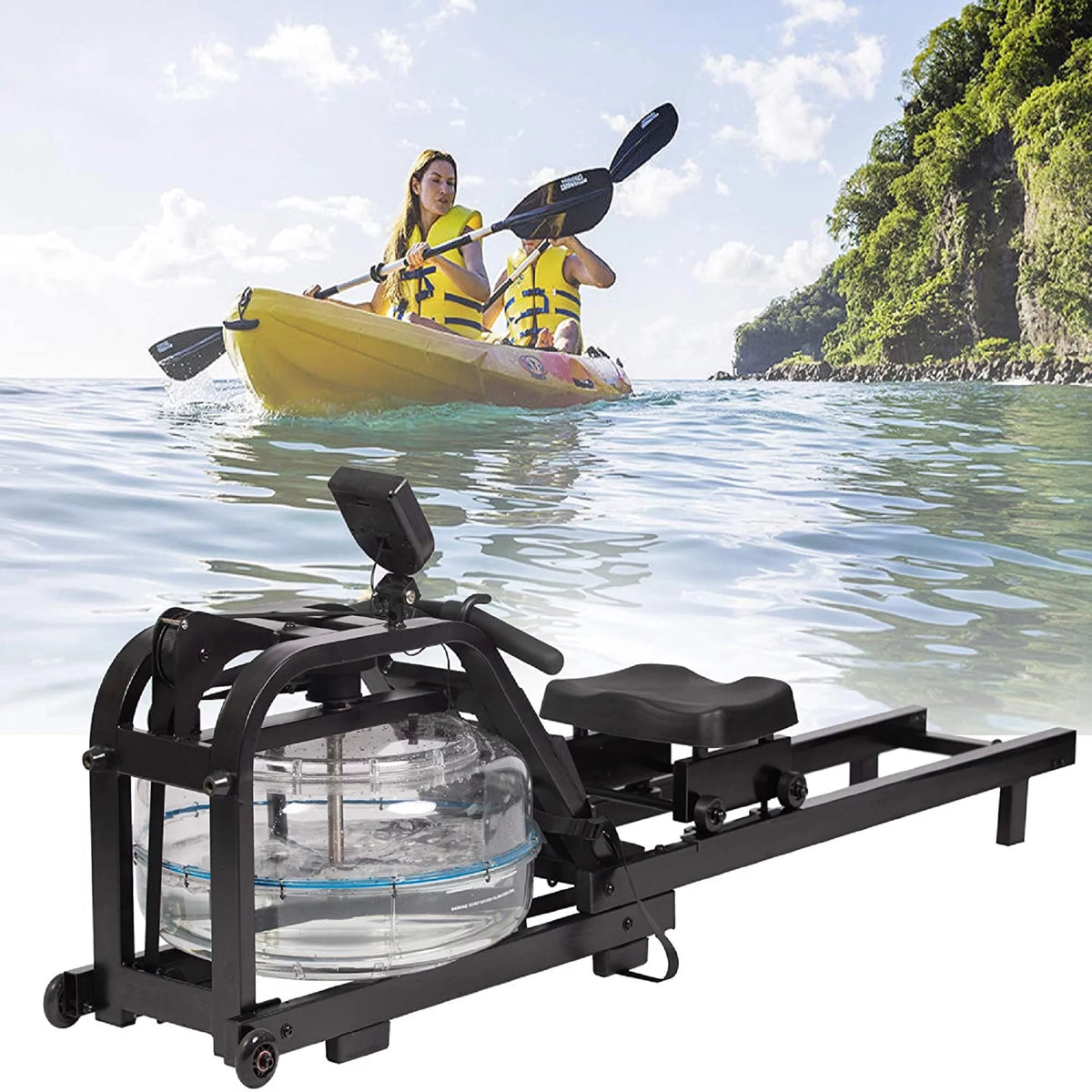 Rowing Machine with LCD Monitor, 330 lbs Weight Capacity, Adjustable R3758