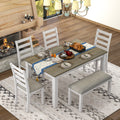 6-Piece Dining Table Set with 4 Upholstered Chairs and Bench F942