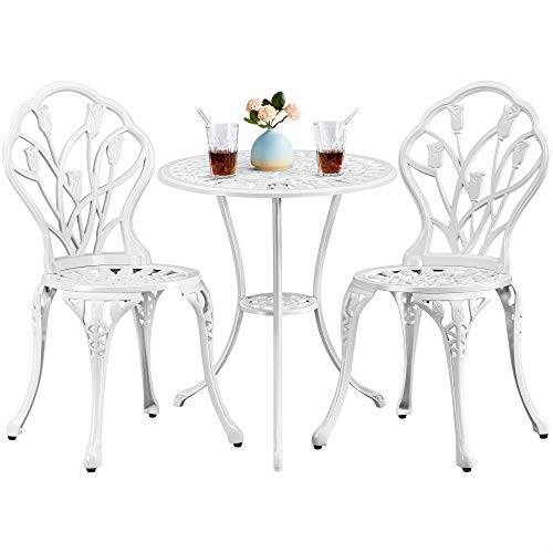 Green 3 Piece Cast Aluminum Bistro Table and Chairs Set G902