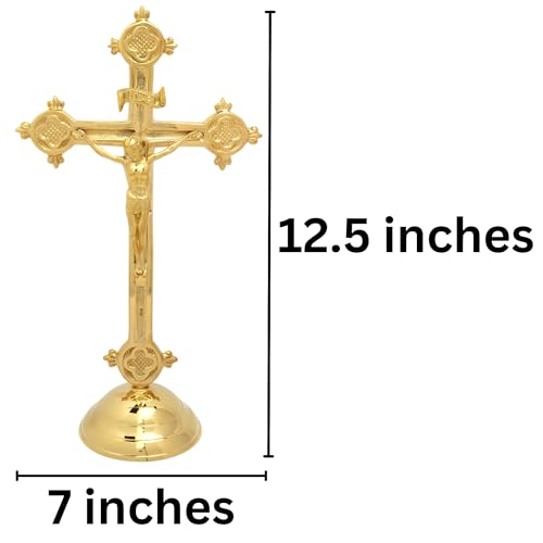 Brass Catholic Crucifix 12.5 by 7 Inches E71326