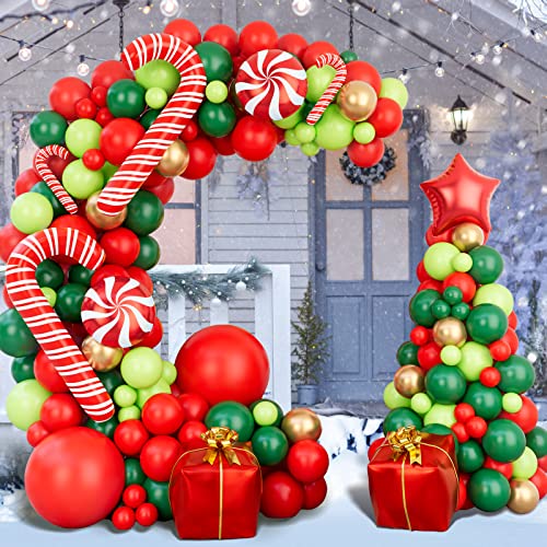Christmas Balloon Garland Arch Kit with Red Gold Dark Green Balloons P1400